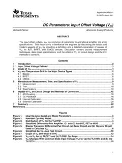 DC Parameters: Input Offset Voltage (V - Texas Instruments