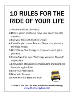 10 RULES FOR THE RIDE OF YOUR LIFE - The Energy Bus