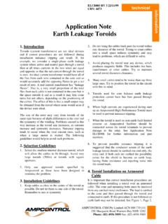 Application Note Earth Leakage Toroids - Blue Electronics