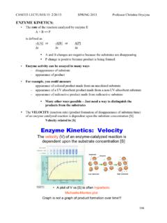 Enzyme Kinetics: Velocity - Purdue University