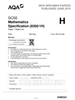Mathematics Specification (8300/1H) - AQA