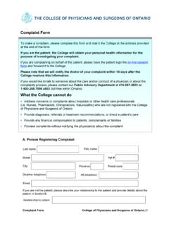 Complaint Form - cpso.on.ca