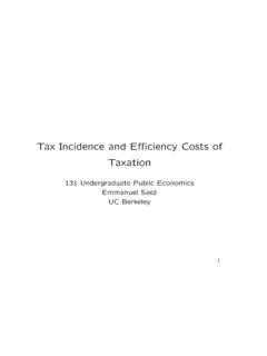 Tax Incidence and E ciency Costs of Taxation