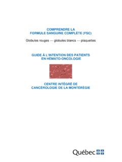 COMPRENDRE LA FORMULE SANGUINE COMPL&#200;TE (FSC)