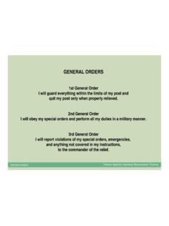 GENERAL ORDERS - United States Army