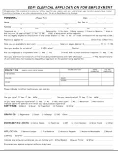 EDP/CLERICAL APPLICATION FOR EMPLOYMENT