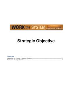 Strategic Objective - Work the System
