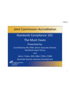 Joint Commission Accreditation Standards Compliance 101: …