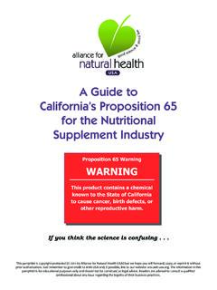 A Guide to California’s Proposition 65 for the …