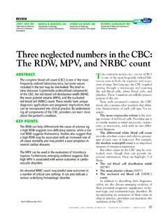 Three neglected numbers in the CBC: The RDW, MPV, and …