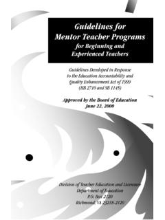 Guidelines for Mentor Teacher Programs - VDOE