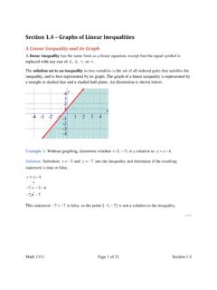 Section 1.4 – Graphs of Linear Inequalities