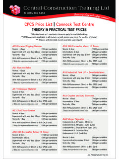 CPCS Price List | Cannock Test Centre