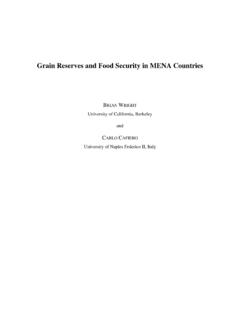 Grain Reserves and Food Security in MENA Countries