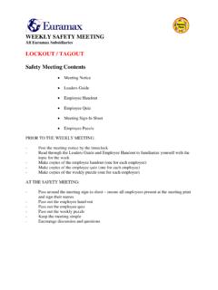 WEEKLY SAFETY MEETING LOCKOUT / TAGOUT …