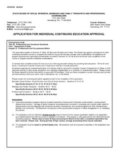 APPLICATION FOR INDIVIDUAL CONTINUING EDUCATION …