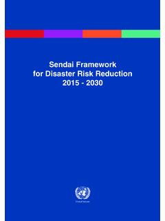 Sendai Framework for Disaster Risk Reduction …