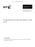 BT MeetMe Services with Cisco WebEx - Install Guide