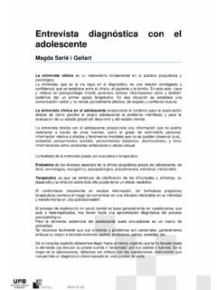 ENTREVISTA DIAGN&#211;STICA CON EL ADOLESCENTE