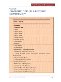 Chapter 1 PROPERTIES OF FLUID &amp; PRESSURE MEASUREMENT