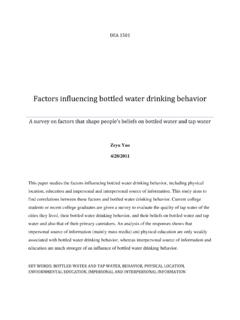 Factors influencing bottled water drinking behavior