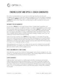 Finding Client and OPTAVIA Coach Candidates