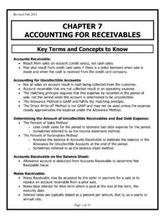 CHAPTER 7 ACCOUNTING FOR RECEIVABLES