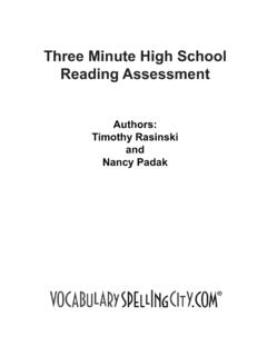 Three Minute High School Reading Assessment
