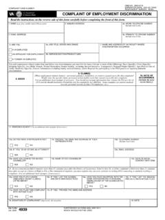 VA Form 4939, COMPLAINT OF EMPLOYMENT …