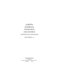 ALBERTA: MARRIAGE, SEPARATION, AND DIVORCE