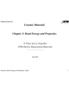 Bond Energy and Physical Properties - ETH Z