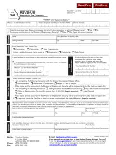 943 - Request for Tax Clearance - Missouri