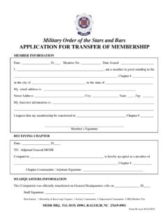Military Order of the Stars and Bars APPLICATION …