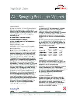 Wet Spraying Renderoc Mortars - Parchem