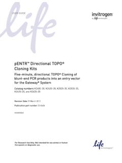 pENTR™ Directional TOPO&#174; Cloning Kits