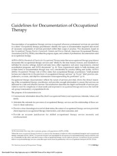 Guidelines for Documentation of Occupational Therapy