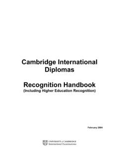 Recognition Handbook for Cambridge International …