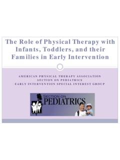 The Role of Physical Therapy with Infants, Toddlers, and ...