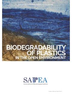 BIODEGRADABILITY OF PLASTICS - SAPEA