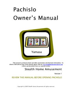 Pachislo Owner’s Manual