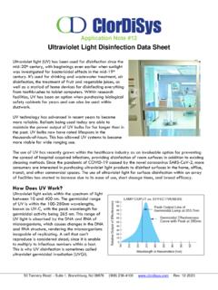 Ultraviolet Light Disinfection Data Sheet