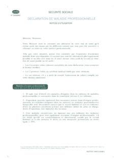 DE CLARATION DE MALADIE PROFESSIONNELLE - ameli.fr