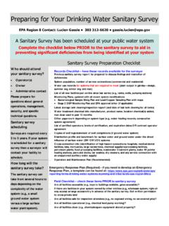 Preparing For Your Drinking Water Sanitary Survey