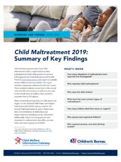 Child Maltreatment 2019: Summary of Key Findings