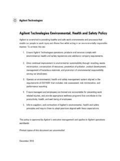 Agilent Technologies Environmental, Health and Safety …