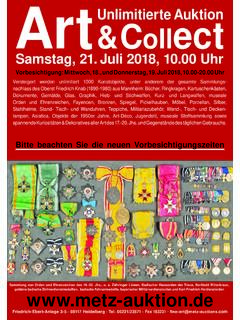 Samstag, 21. Juli 2018, 10.00 Uhr - metz-auktion.de