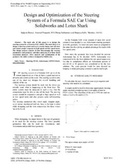 Design and Optimization of the Steering System of a ...
