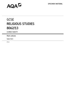 GCSE RELIGIOUS STUDIES 8062/13 - AQA
