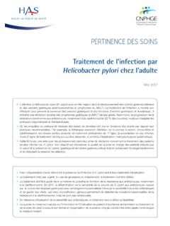 Traitement de l’infection par Helicobacter pylori chez l ...