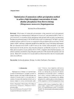 Optimisation of ammonium sulfate precipitation method …
